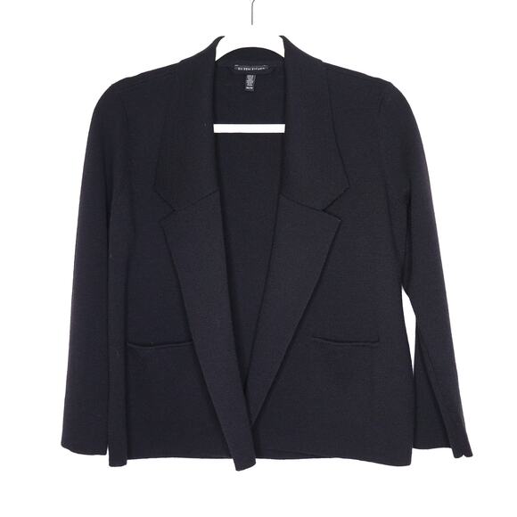 EILEEN FISHER Italian Wool Open Blazer Ponte Knit Lightweight Black Women's XS - Picture 1 of 10